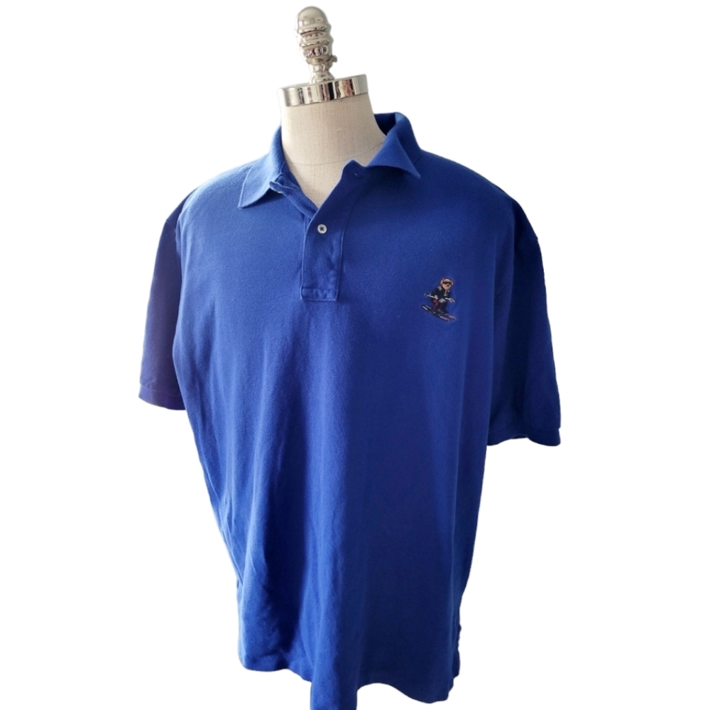 Polo Ralph Lauren Royal Blue Polo Shirt Skiing Bear Size 2XB
